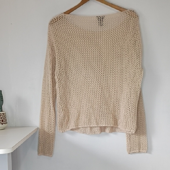 Rue21 Women’s Small Crochet Knit Long Sleeve Stretch Top Layering Piece Cream - Picture 7 of 8